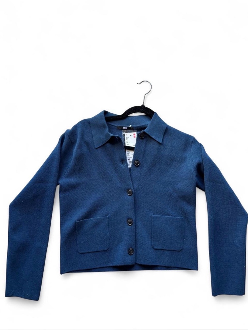 Uniqlo Navy Button-Down Cropped Blazer